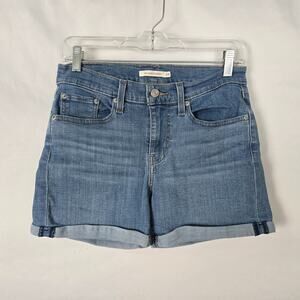 Levi's Jean Shorts Women's 28 Blue Medium Wash Mid Length Cuffed